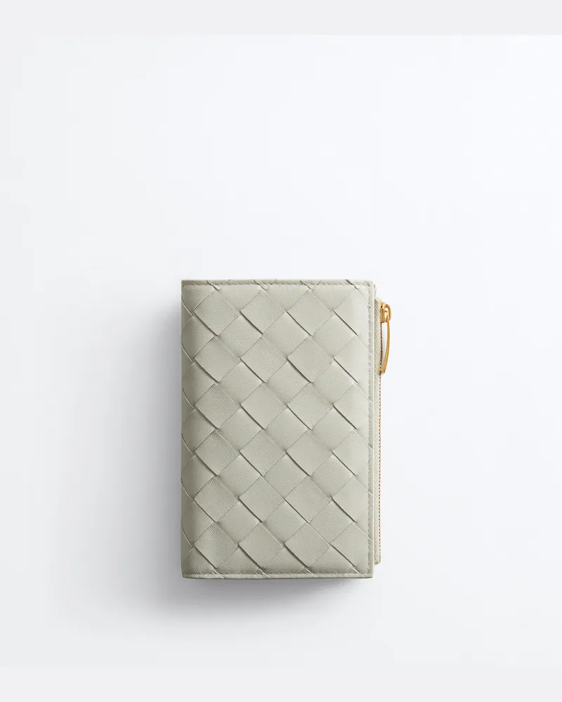 Bottega Veneta Mittelgroßes Intrecciato Bi-Fold Portemonnaie-Grau - Damen Grau