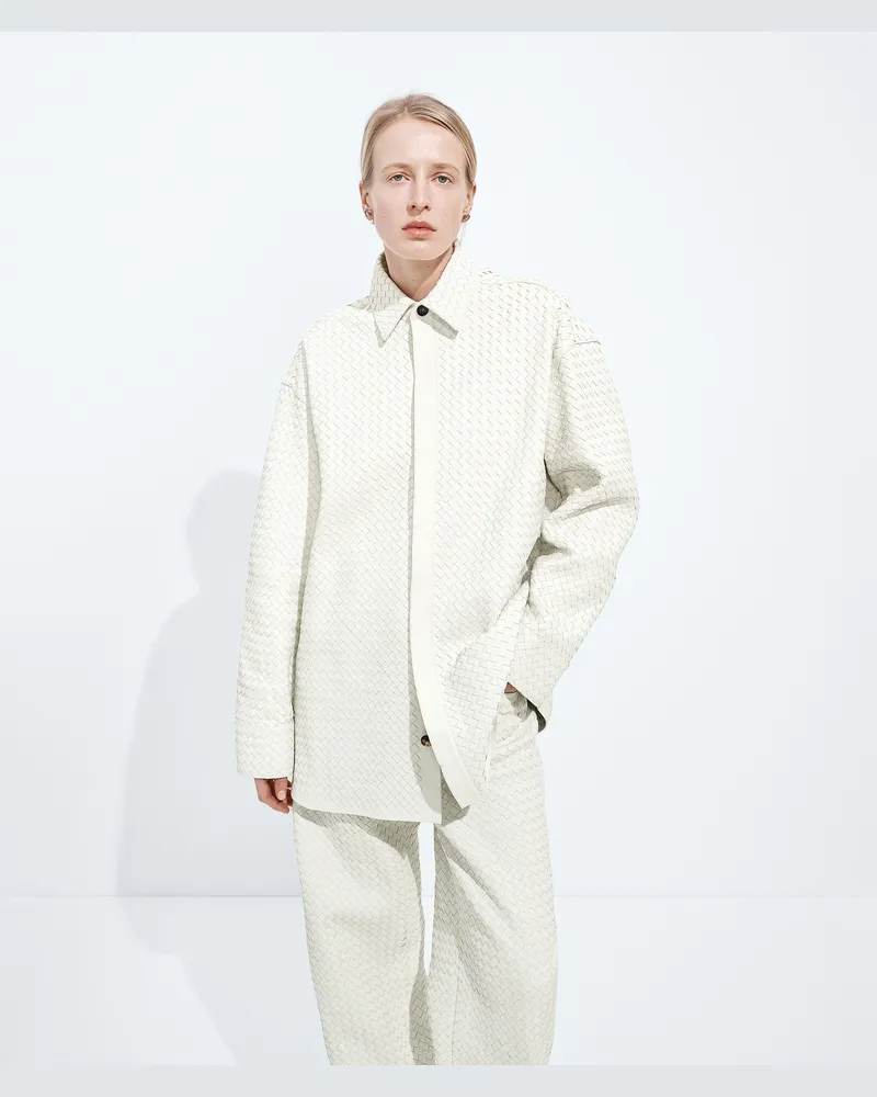 Bottega Veneta Hemd Aus Intrecciato Leder - Weiss - Damen 100 % Lammleder Weiss