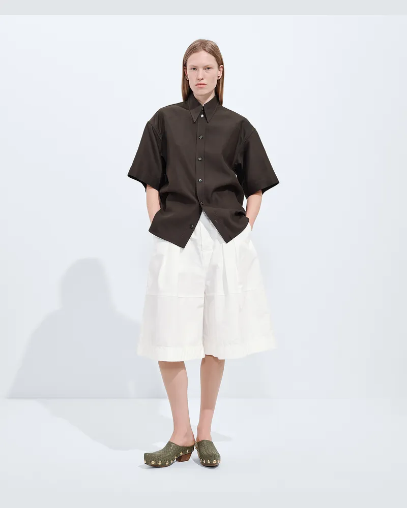 Bottega Veneta Hose Aus Kompakter Baumwolltoile - Weiss - Damen 100 % Baumwolle Weiss