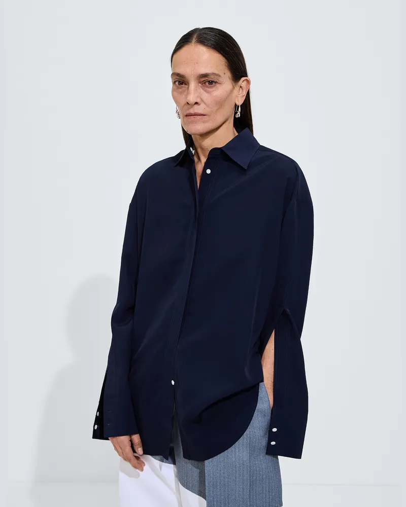 Bottega Veneta Hemd aus fließendem Seiden-Viskose-Gewebe -Blau - Damen Blau