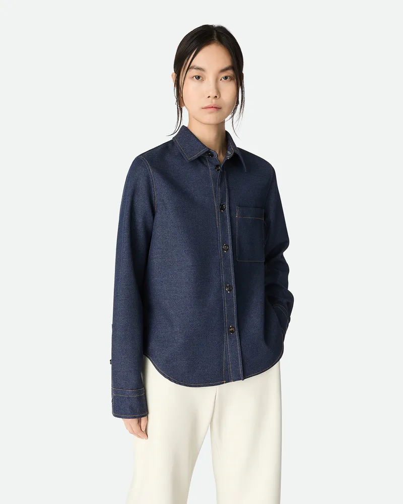 Bottega Veneta Wollhemd - Blau - Damen Wolle Blau