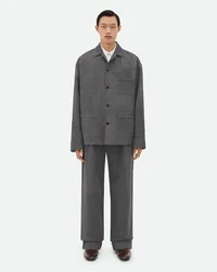 Bottega Veneta Chino Jacke Aus Bedrucktem Leder Und Flanell Charcoal