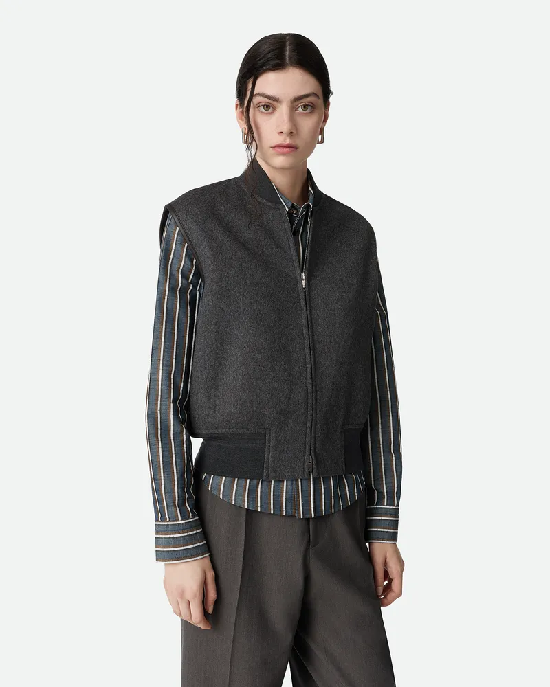 Bottega Veneta Doppelseitige Wollweste Charcoal