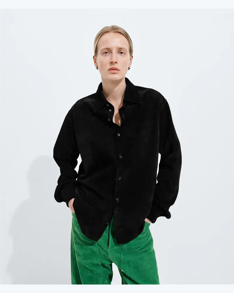 Bottega Veneta Hemd aus Wildleder-Schwarz - Damen Schwarz
