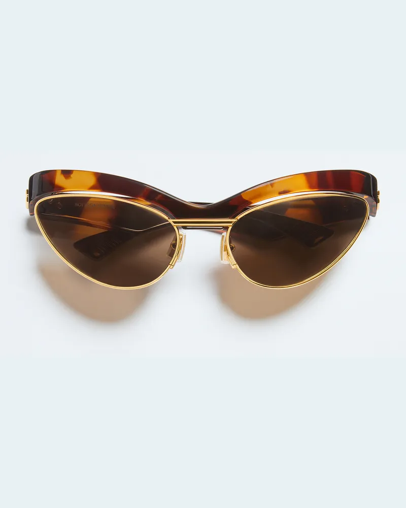 Bottega Veneta Duo Angle Cat-eye Sonnenbrille - Braun - Unisex - 70% Polyamid & 30% Metall Braun