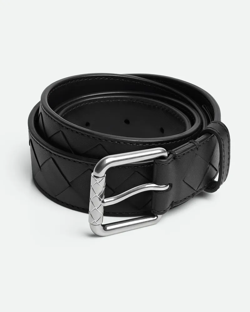 Bottega Veneta Intrecciato Gürtel - Schwarz - Herren 100 % Kalbsleder Schwarz
