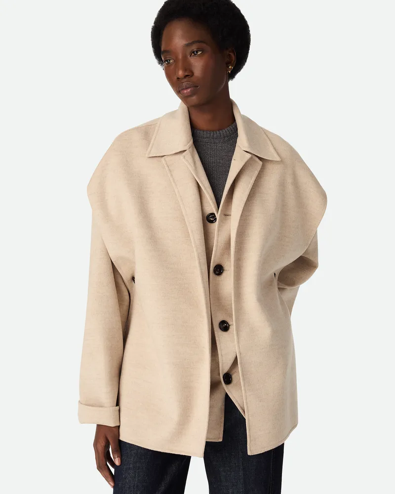 Bottega Veneta Kurzmantel Aus Doppelter Wolle Und Kaschmir Beige