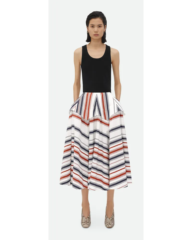 Bottega Veneta Gestreifter Baumwollrock Navy