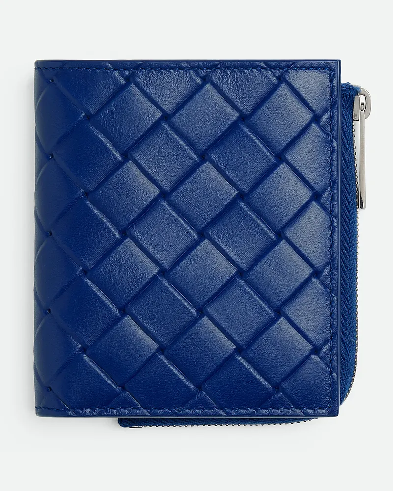 Bottega Veneta Intrecciato Stamp Bi-fold Portemonnaie Blue