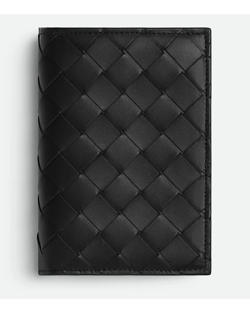 Bottega Veneta Mittelgroßes Intrecciato Bi-fold Mit L-zip Black