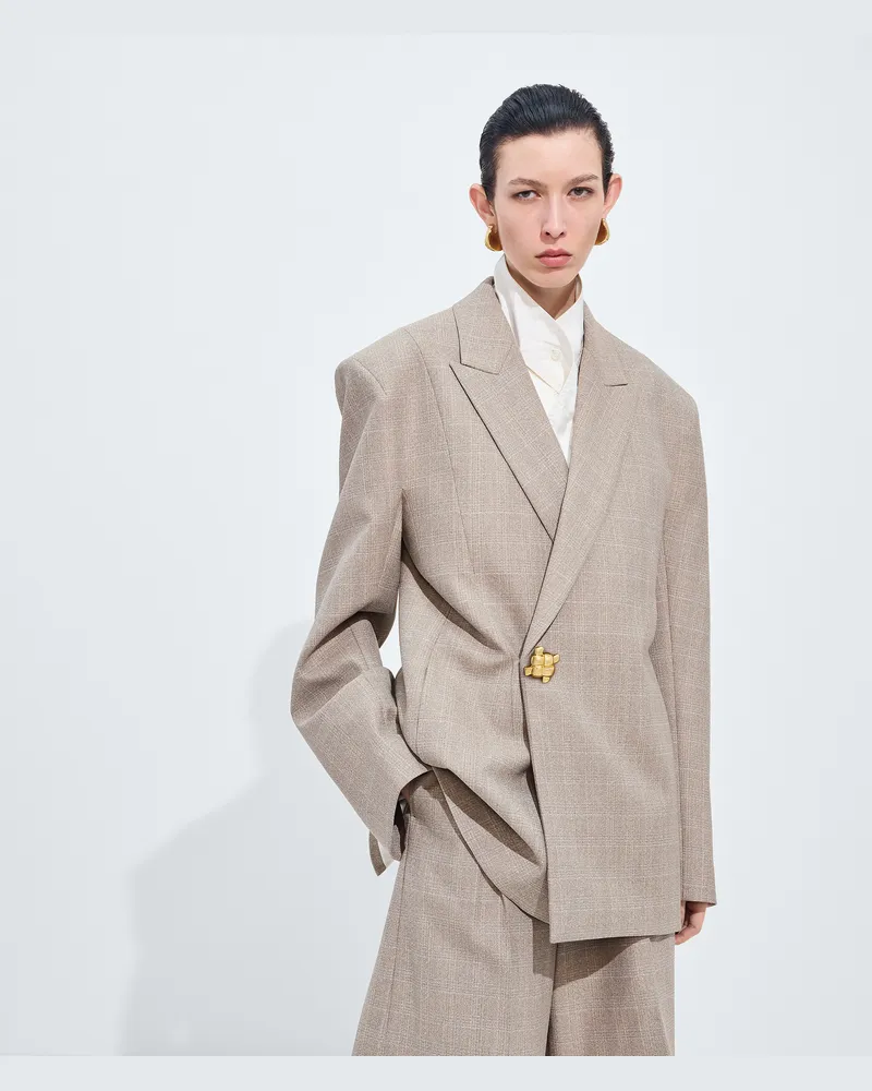 Bottega Veneta Wolljacke mit Prince-of-Wales-Karo-Beige - Damen Beige