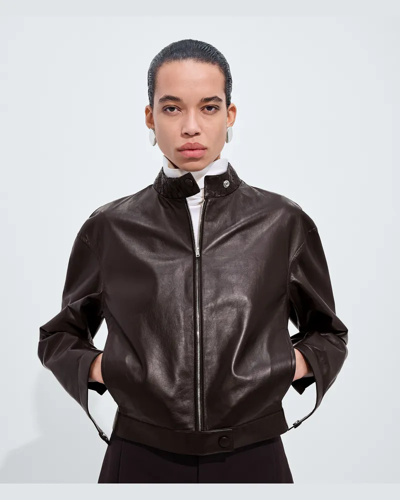 Bottega Veneta Blouson aus papierartigem Leder-Blau - Damen Blau