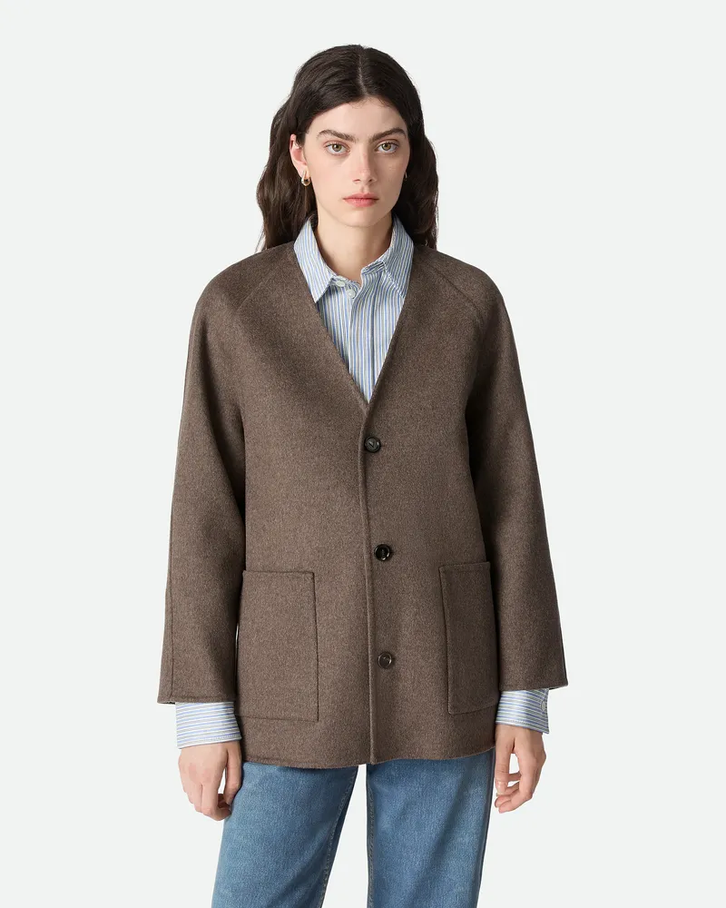Bottega Veneta Mantel Aus Doubleface-wolle - Braun - Damen Wolle Braun