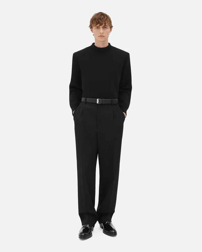 Bottega Veneta Hose Aus Wolltwill - Schwarz - Herren Wolle Schwarz