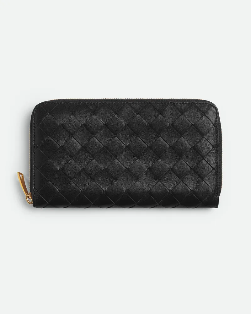 Bottega Veneta Intrecciato Portemonnaie Mit mlafenden Zip Black
