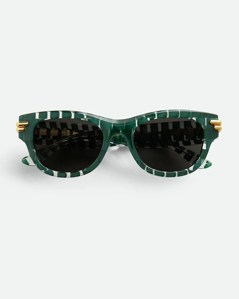 Bottega Veneta Qadratische Mitre Sonnenbrille Green