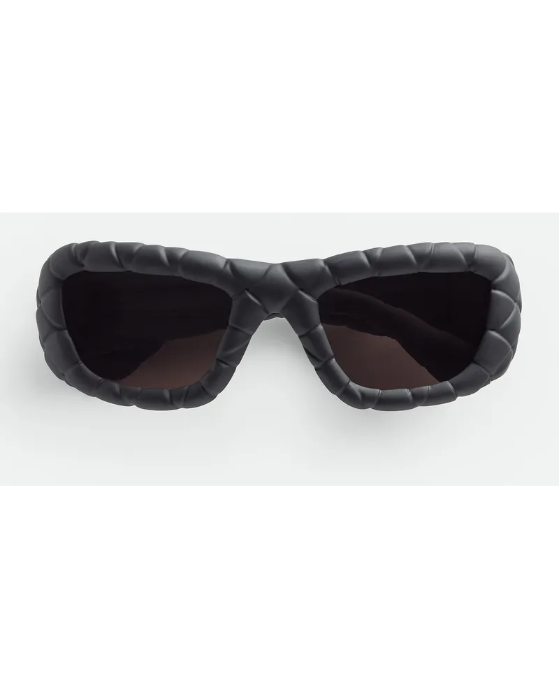 Bottega Veneta Rechteckige Intrecciato Sonnenbrille Black