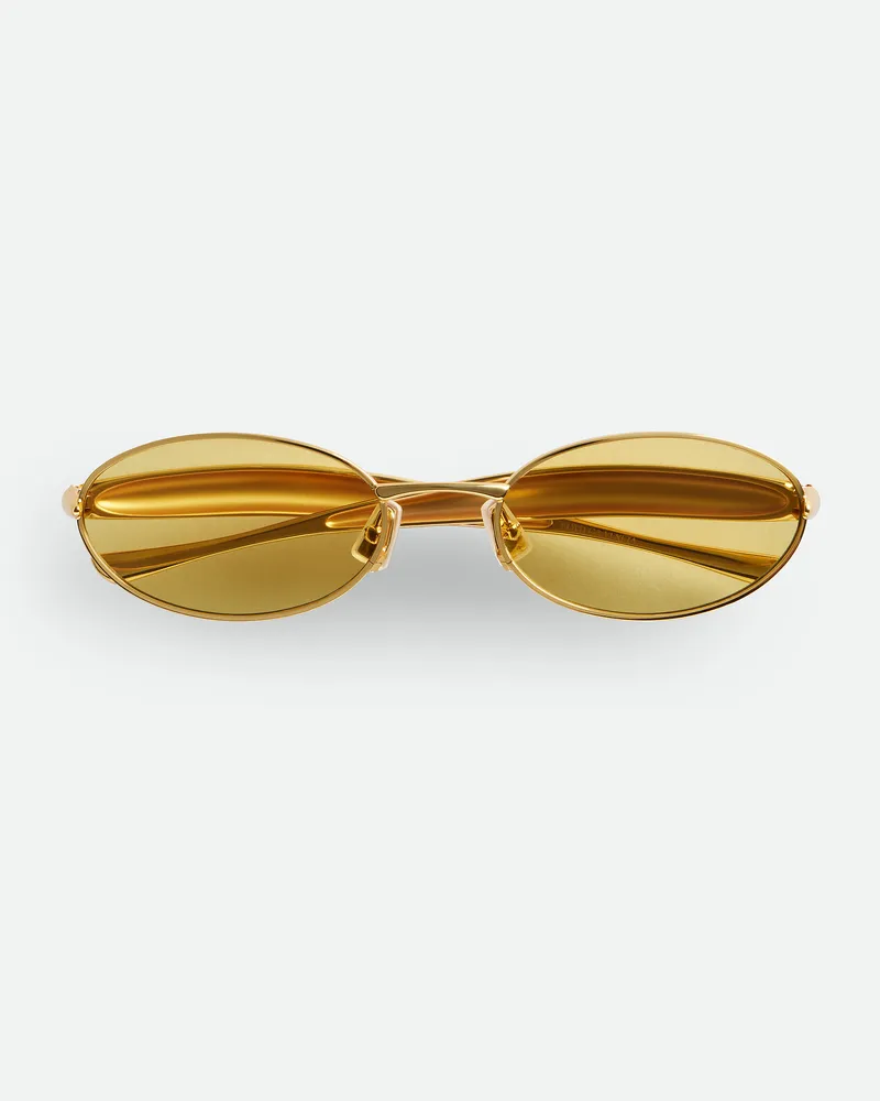 Bottega Veneta Ovale Sardine Sonnenbrille Gold