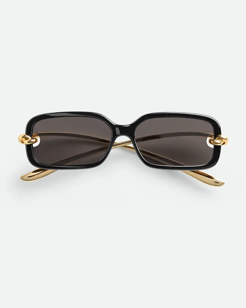 Bottega Veneta Rechteckige Knot Sonnenbrille-Schwarz - Unisex Schwarz