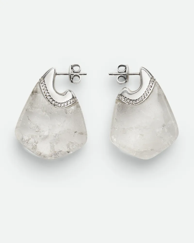 Bottega Veneta Fin Ohrringe - Silber - Damen - 45% Sterling Silver, 25% Rock Crystal Quartz & 30% Cubic Zirconia Silber