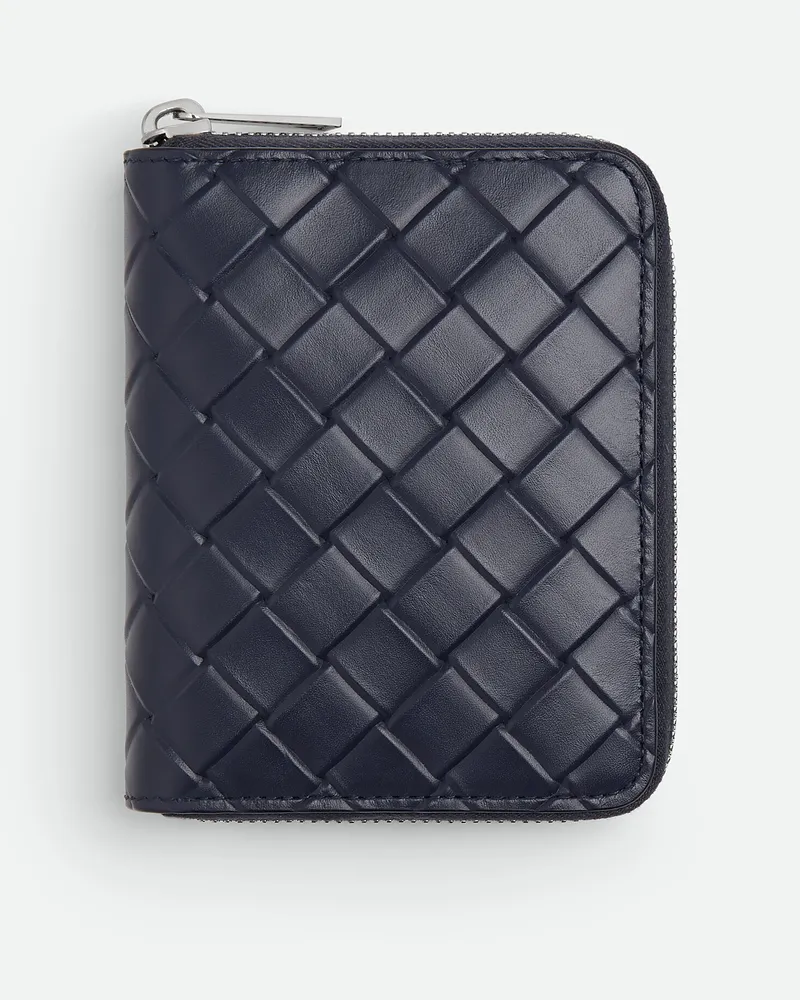 Bottega Veneta Kompaktes Intrecciato Stamp Portemonnaie Mit nd mlafendem Zip Abyss