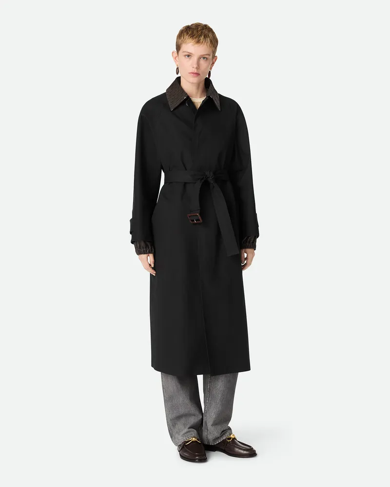 Bottega Veneta Trenchcoat Aus Baumwolle Black