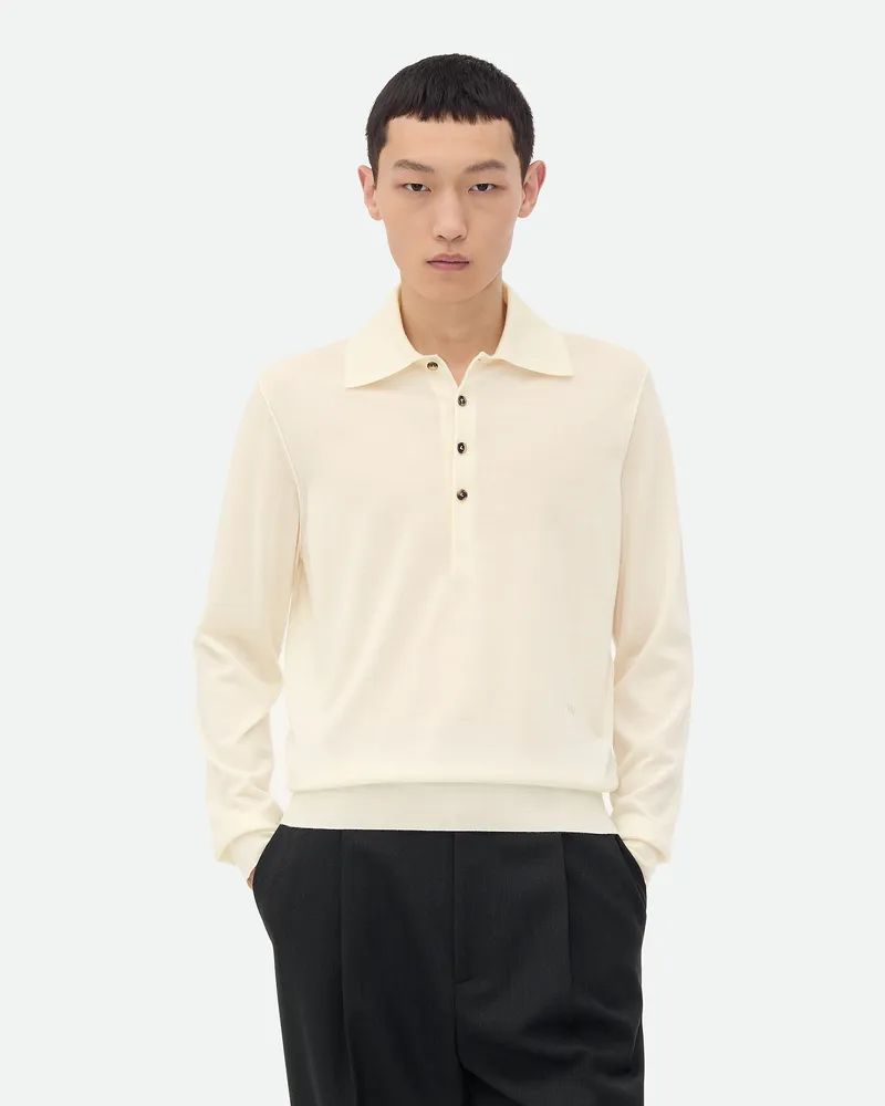 Bottega Veneta Polo-pullover Aus Leichtem, Feinem Kaschmir - Beige - Herren 100 % Seide Beige