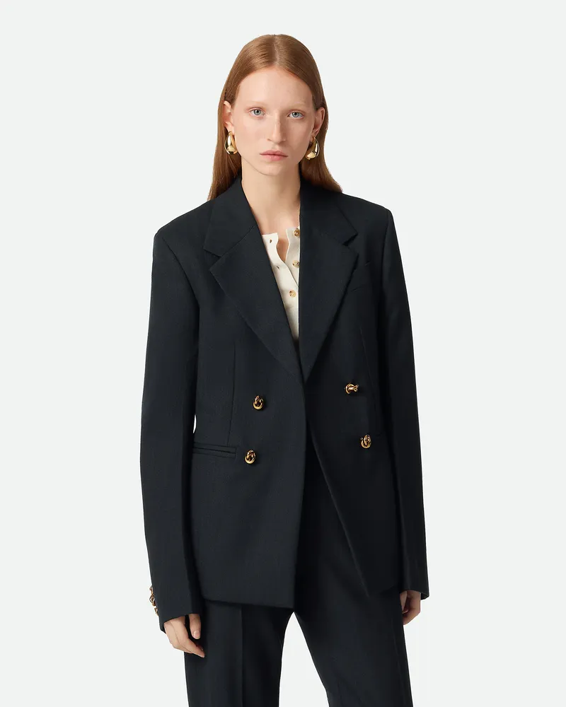 Bottega Veneta Gestreifte Wolljacke Black