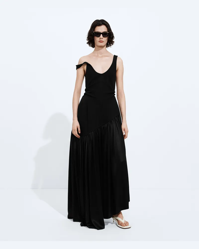 Bottega Veneta Kleid aus Stretch-Baumwolle und Seide-Schwarz - Damen Schwarz