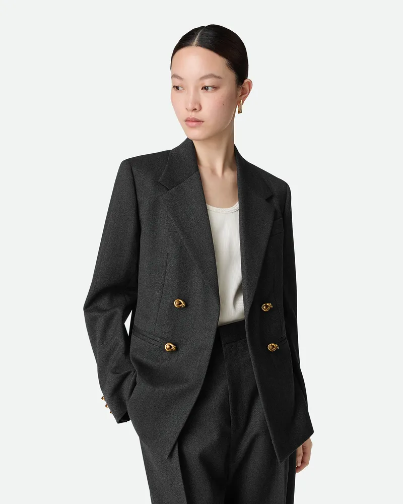 Bottega Veneta Jacke Aus Wolltwill-mouliné - Schwarz - Damen Wolle Schwarz