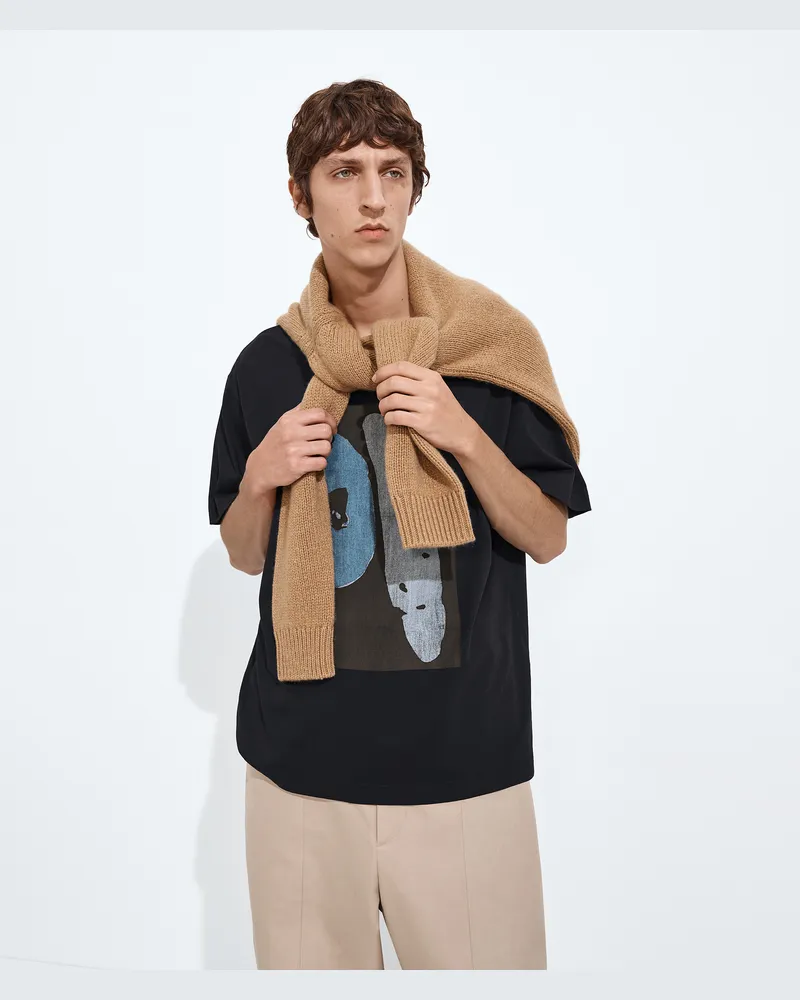 Bottega Veneta Bedrucktes T-shirt Aus Baumwolljersey - Schwarz - Herren 100 % Baumwolle Schwarz