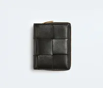 Kleines Cassette Bi-Fold Portemonnaie Mit Zip-Schwarz - Damen