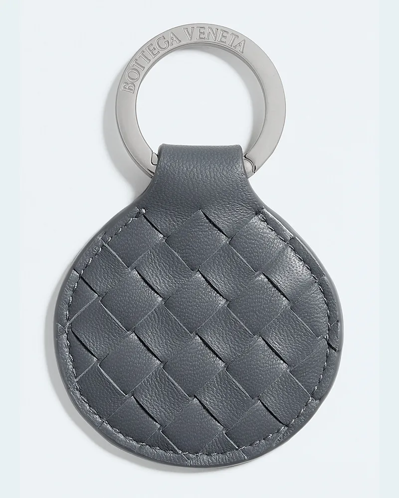 Bottega Veneta Runder Intrecciato Piccolo Schlüsselanhänger-Grau & Silberfarben - Herren Grau