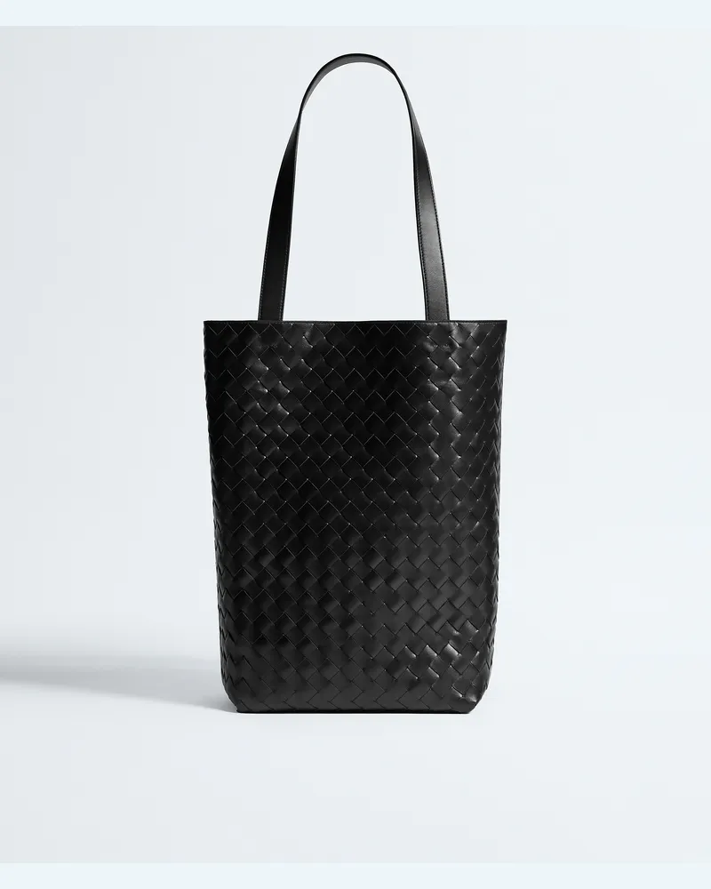 Bottega Veneta Kleine Intrecciato North-South Tote Bag-Schwarz - Unisex Schwarz