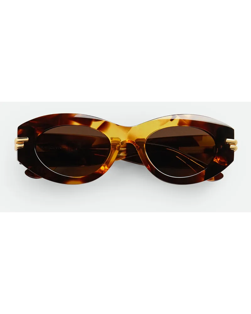 Bottega Veneta Ovale Mitre Sonnenbrille Havana