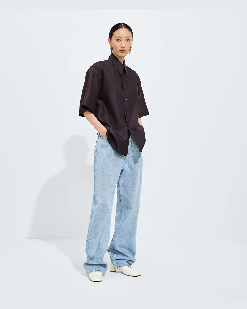 Bottega Veneta Jeans mit weitem Bein aus Sky-Bleached-Denim-Blau - Damen Blau