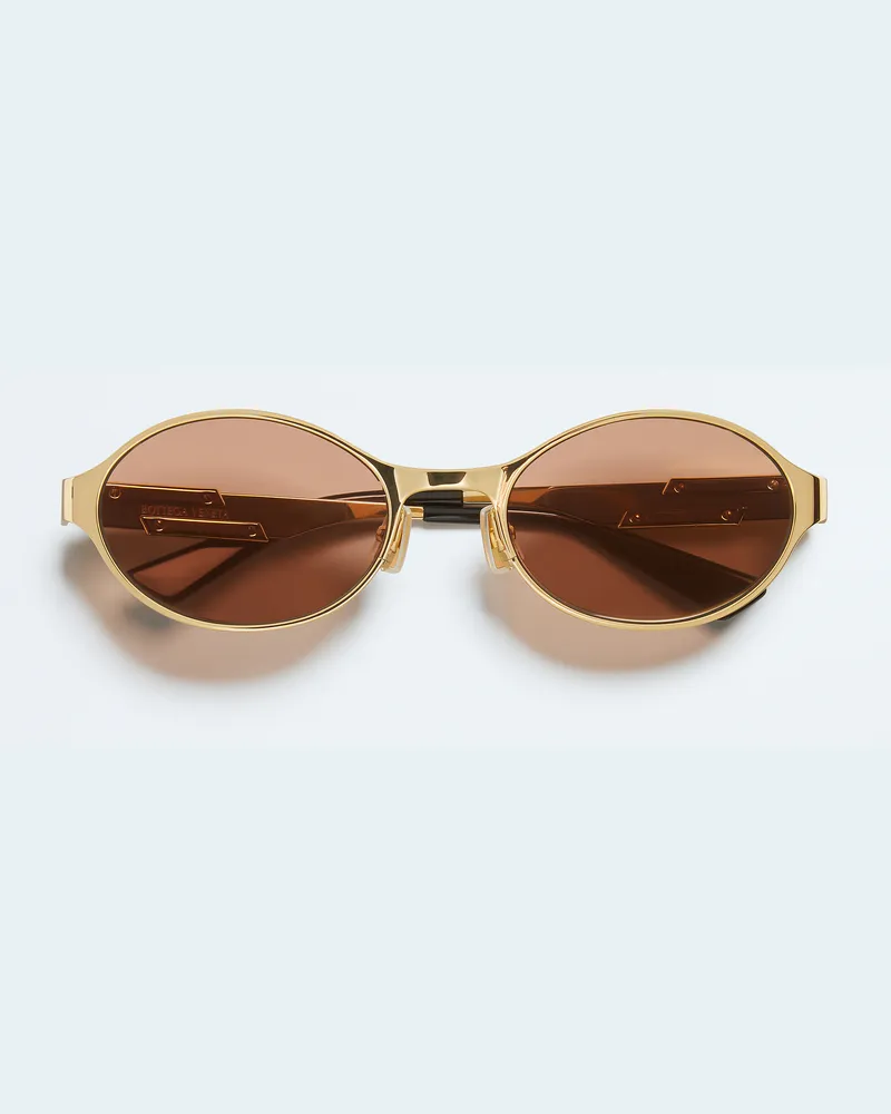 Bottega Veneta Ovale Dash Sonnenbrille - Gold - Unisex - 100% Metall Gold