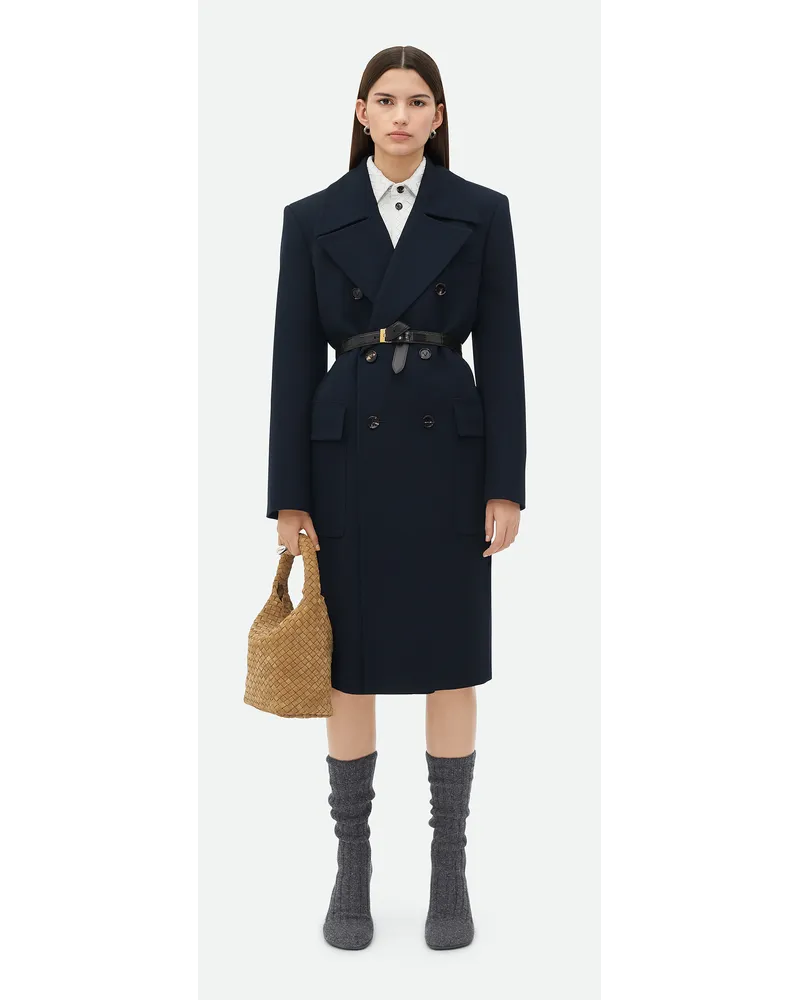 Bottega Veneta Mantel Aus Wollgabardine Midnight