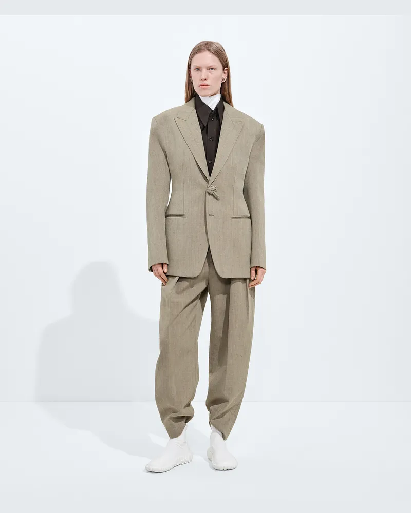 Bottega Veneta Hose Aus Wolle Und Leinen - Grün - Damen 62% Wolle, 23% Leinen & 10% Viskose Grün