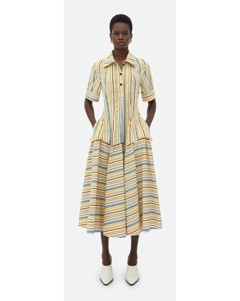 Bottega Veneta Kariertes Baumwollkleid Yellow