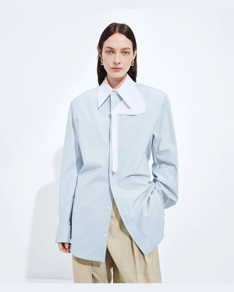 Bottega Veneta Oxford-Hemd mit Gürtel aus Baumwolle-Blau - Damen Blau