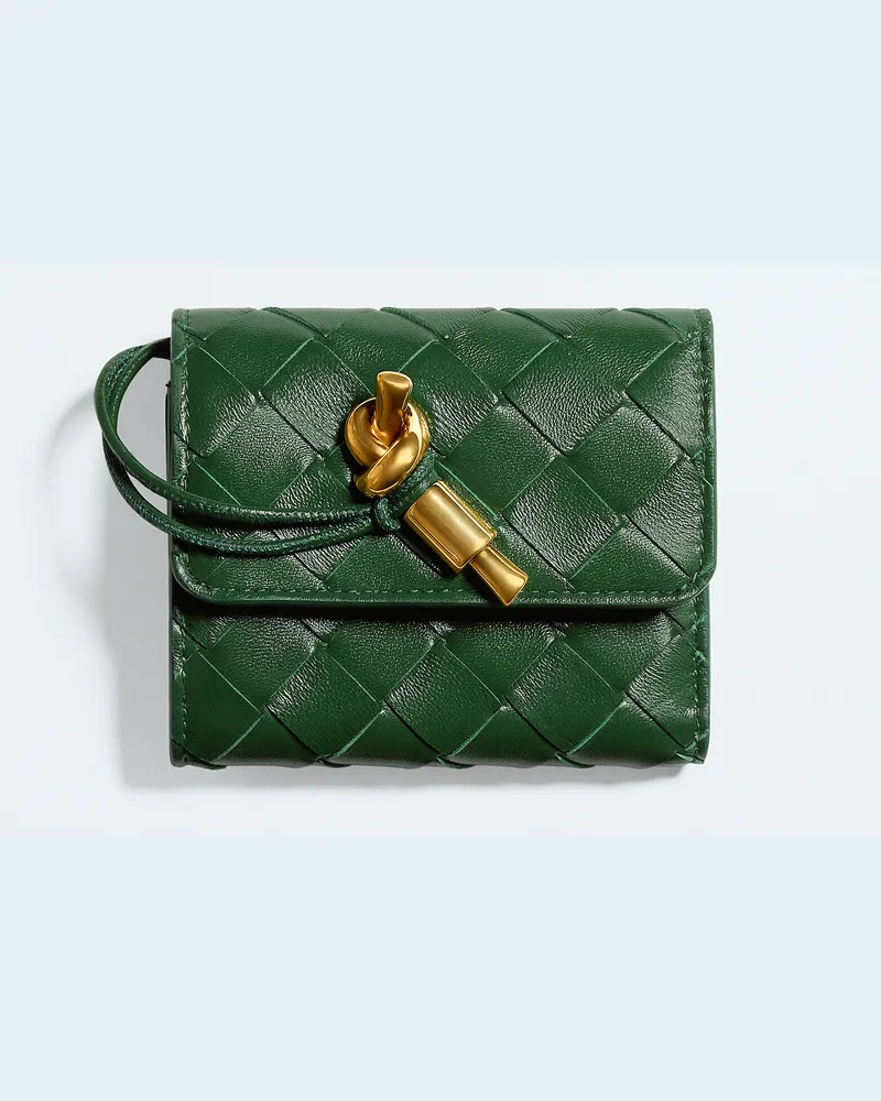 Bottega Veneta Andiamo Tri-Fold-Portemonnaie-Grün - Damen Grün