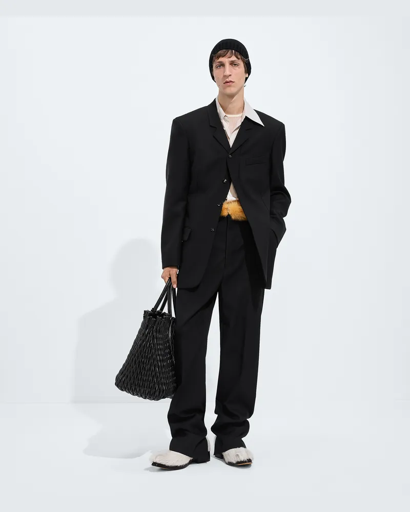 Bottega Veneta Hose aus Grain-de-Poudre-Wolle-Schwarz - Herren Schwarz