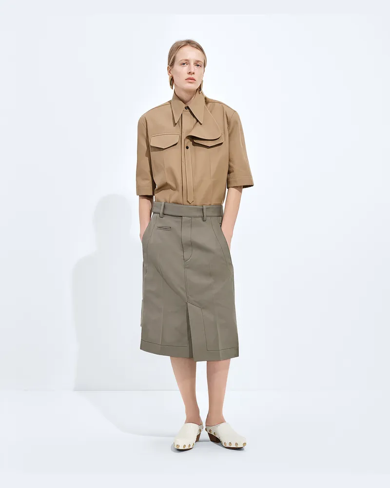 Bottega Veneta Rock aus Baumwolle und Seidengabardine-Grau & Silberfarben - Damen Grau
