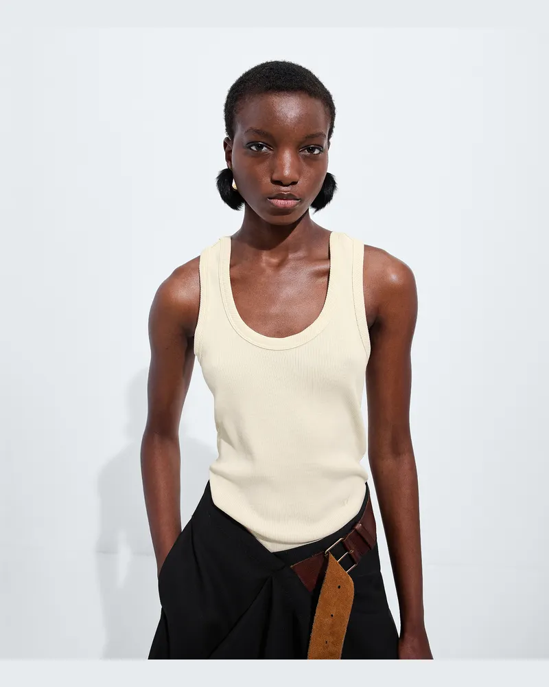 Bottega Veneta Tanktop aus kompaktem, geripptem Baumwolljersey-Weiss - Damen Weiss