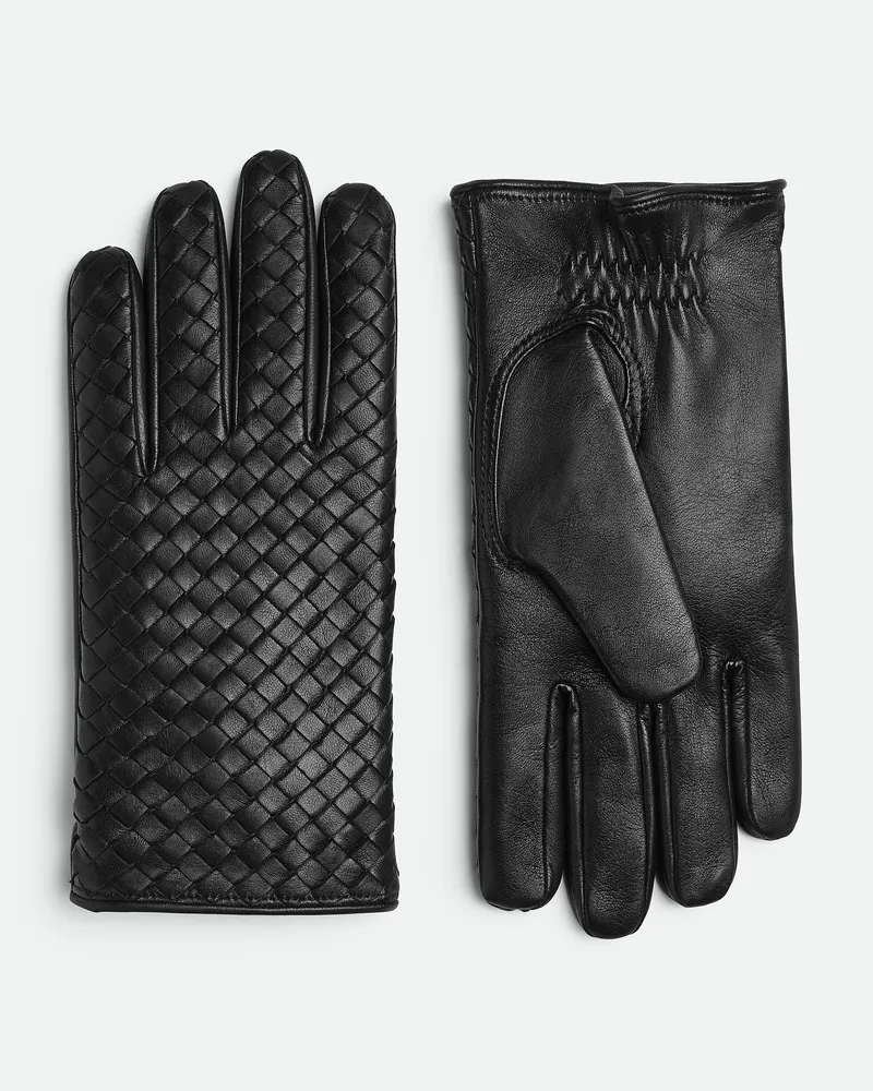 Bottega Veneta Handschuhe Aus Intrecciato Leder Black