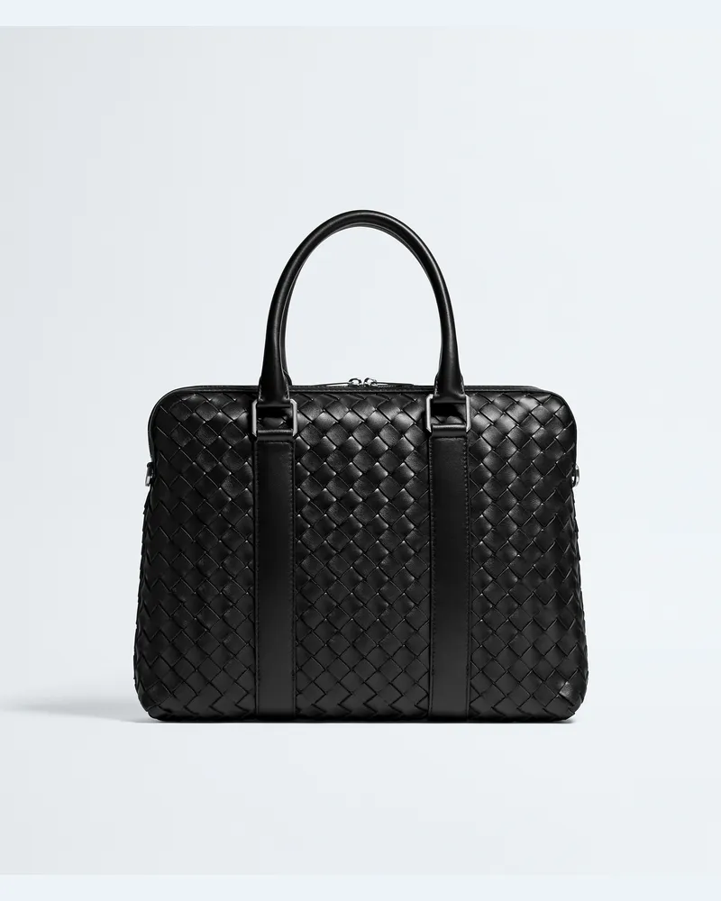 Bottega Veneta Schmale Intrecciato Aktentasche-Schwarz - Herren Schwarz