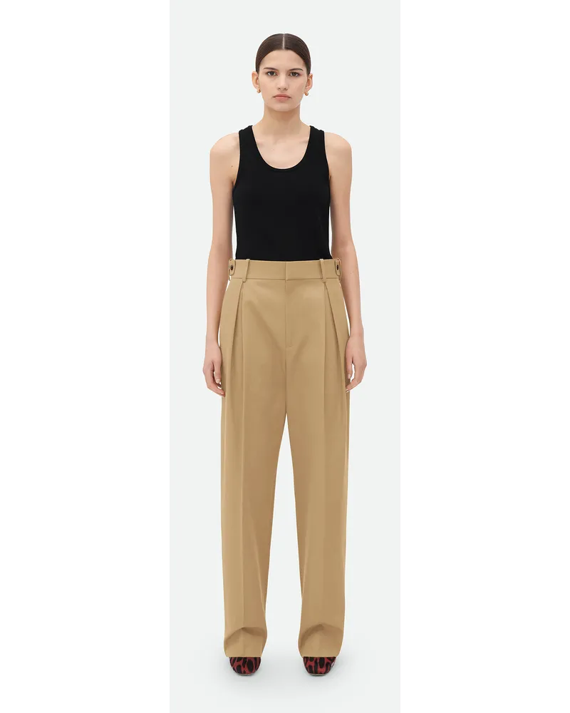 Bottega Veneta Tapered Geschnittene Hose Aus Baumwolltwill Desert