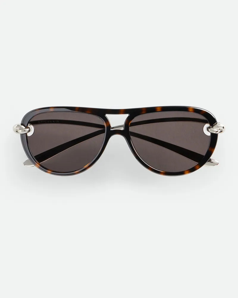 Bottega Veneta Knot Aviator Sonnenbrille Havana