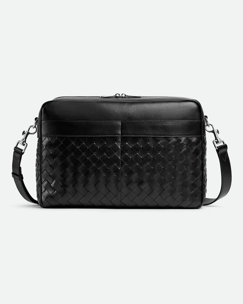 Bottega Veneta Große Intrecciato Kameratasche Mit Außentasche - Schwarz - Herren - 100 % Kalbsleder Schwarz
